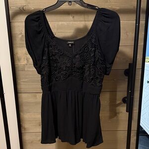 Torrid Black Floral Lace Blouse